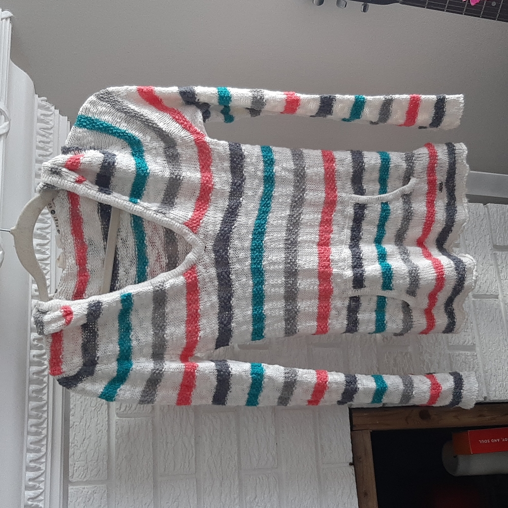 Roxy Knitted Striped Sweater with Hoodie Size S